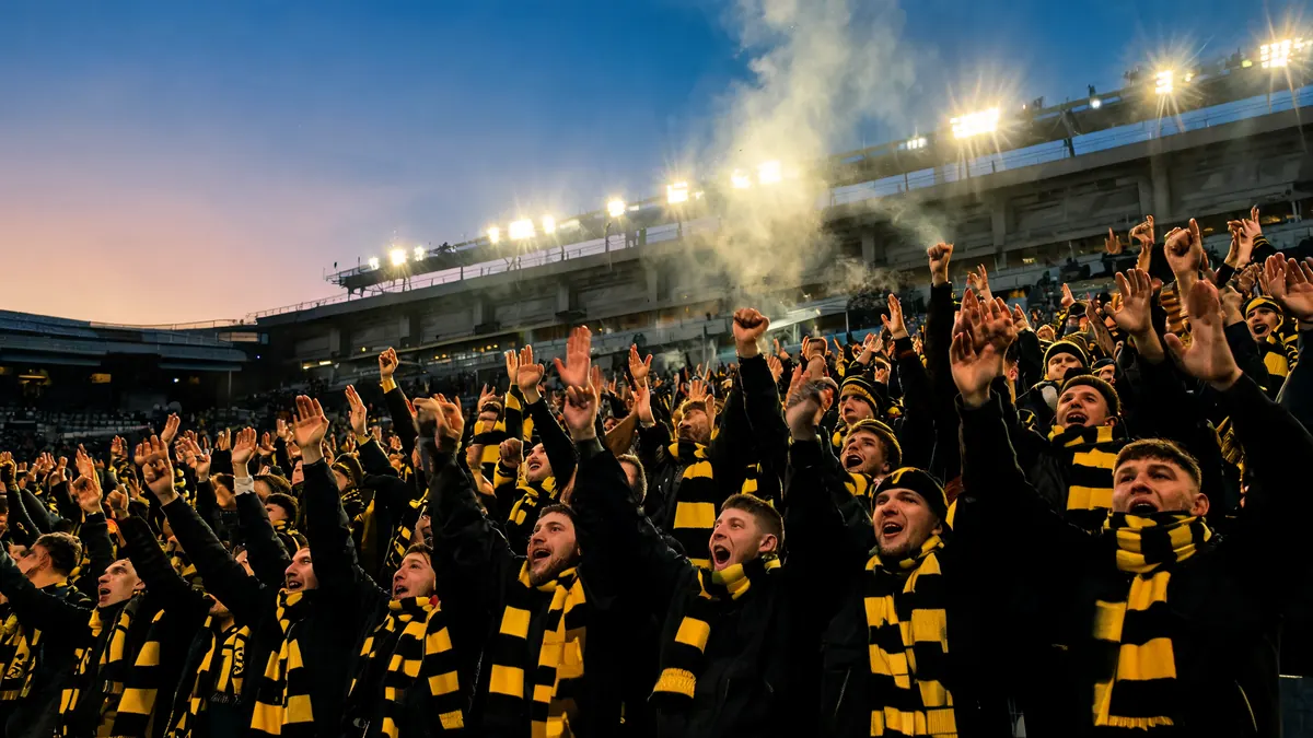 Dortmunder Fans im Stadion nach dem Sprung an die Tabellenspitze der Bundesliga